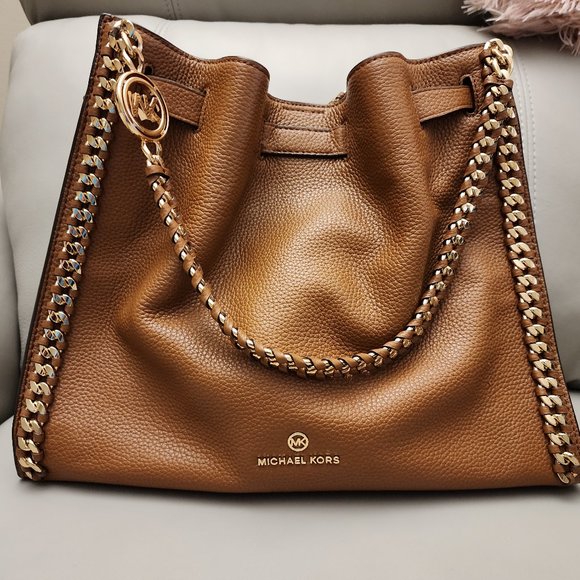 Michael Kors Pebbled Brown Leather Bucket Handbag - Picture 1 of 6